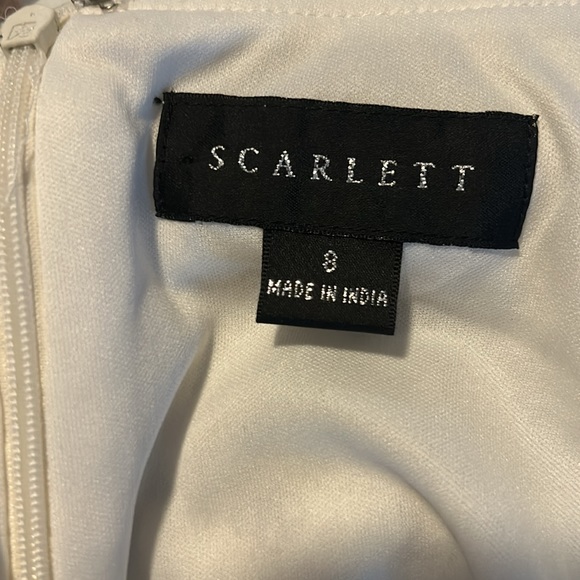 Scarlet Lace Shimmer Dress with Sheer Cape - 8 - Picture 5 of 5